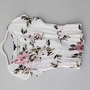 Dynamite pink white green peplum summer top shirt medium